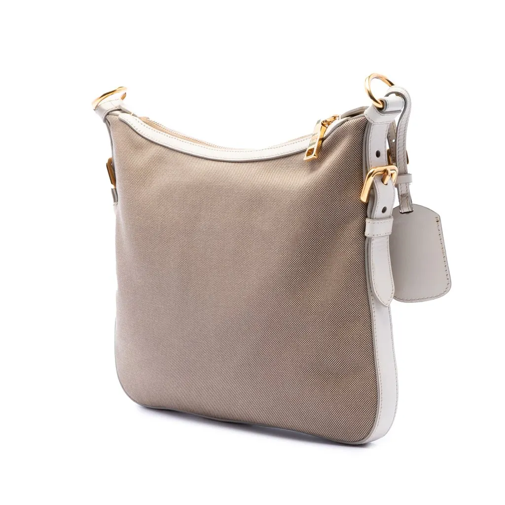 Prada Canvas Canapa Logo Crossbody Beige Very good - Back View