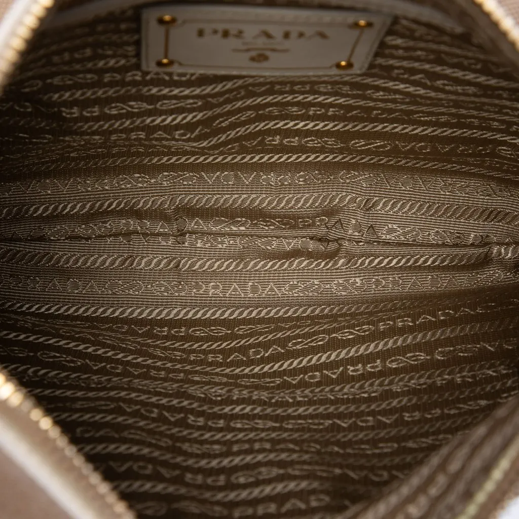 Prada Canvas Canapa Logo Crossbody Beige Very good - Model View