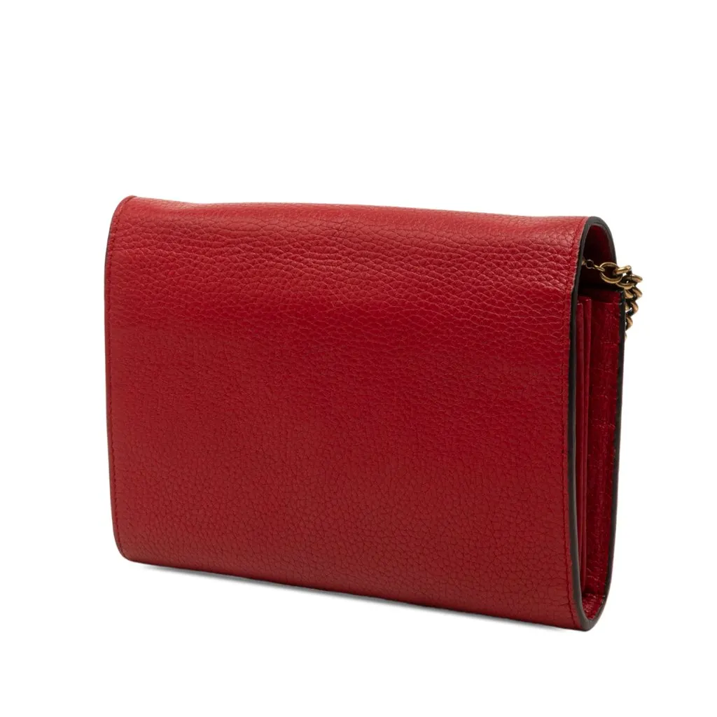 Gucci GG Marmont Calfskin Wallet on Chain Red Leather Very good - Back View