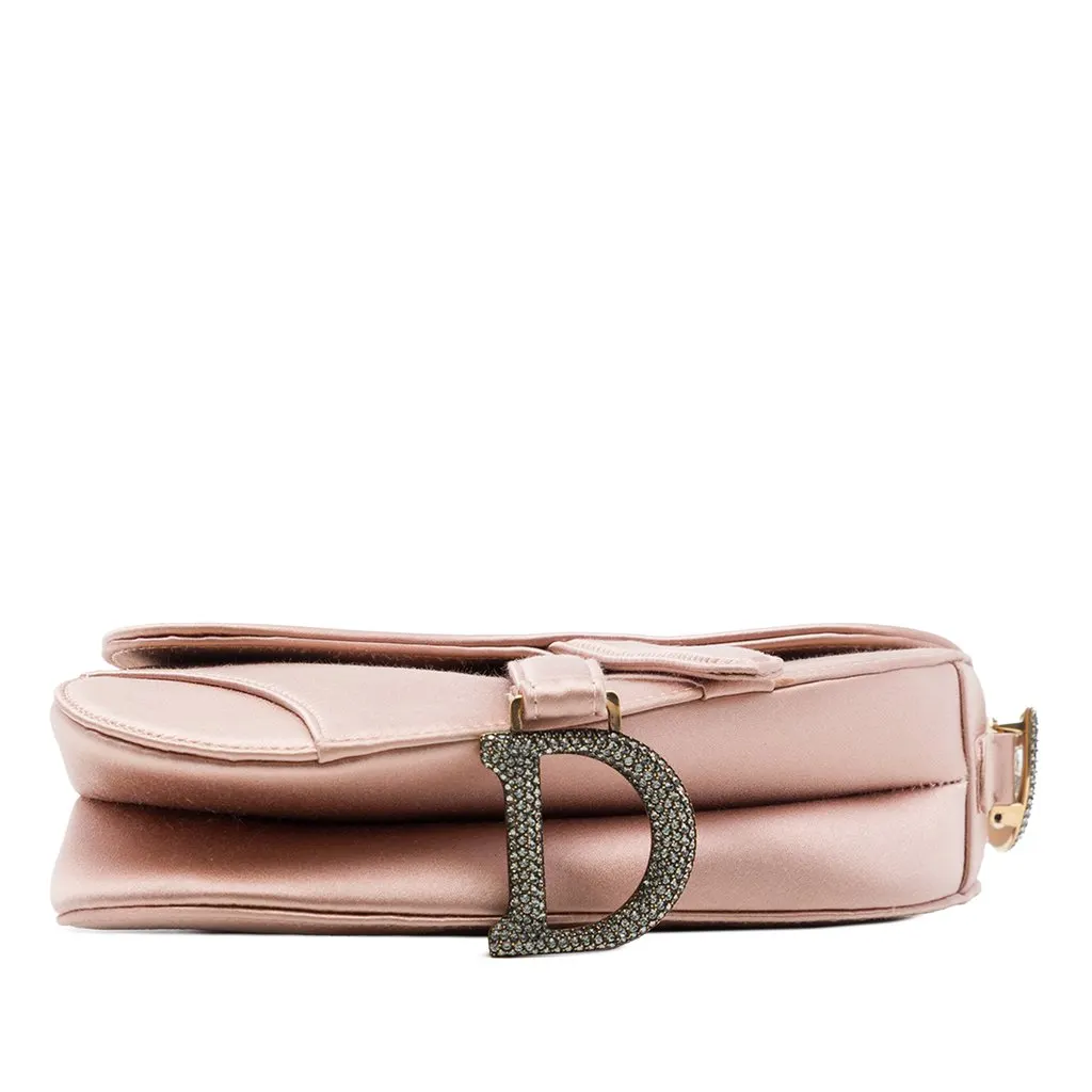 Dior Mini Satin Crystal Embellished Saddle Bag Pink Very good - Inside View