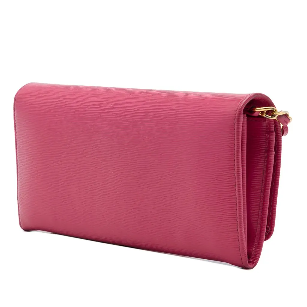 Prada Vitello Move Wallet on Chain Pink Leather Good - Back View