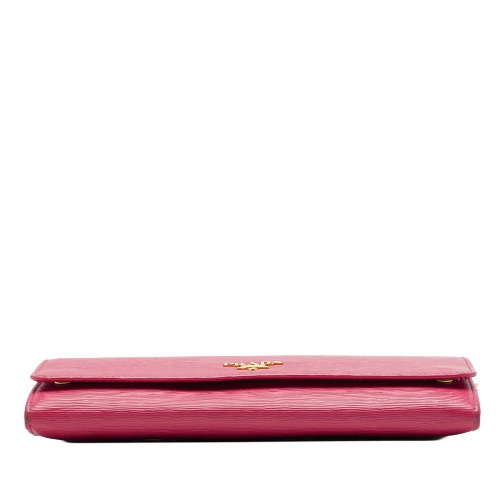 Prada Vitello Move Wallet on Chain Pink Leather Good - Inside View