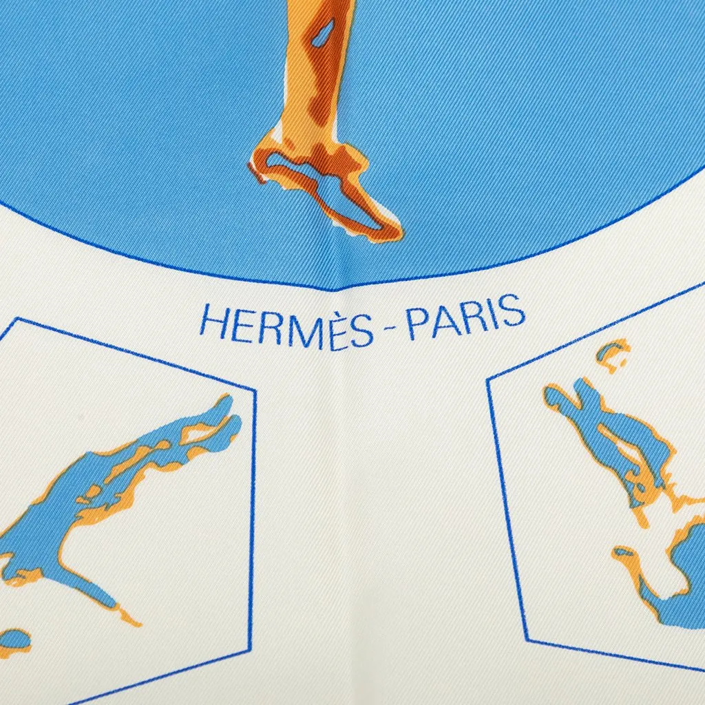 Hermès Vive Les Champions Silk Scarf 90 White Very good - Model View