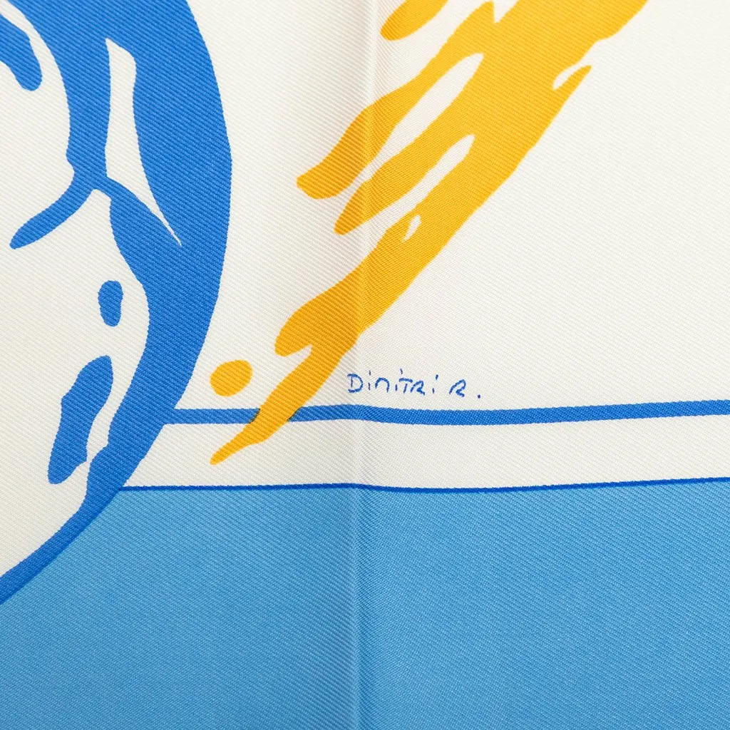 Hermès Vive Les Champions Silk Scarf 90 White Very good - Box View
