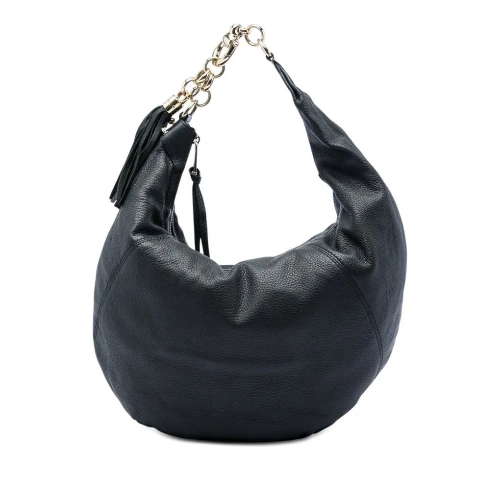 Gucci Grained Calfskin Sienna Hobo Black Leather Very good - Front View