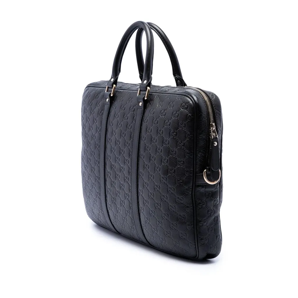 Gucci Guccissima Business Bag Black Leather Very good - Back View