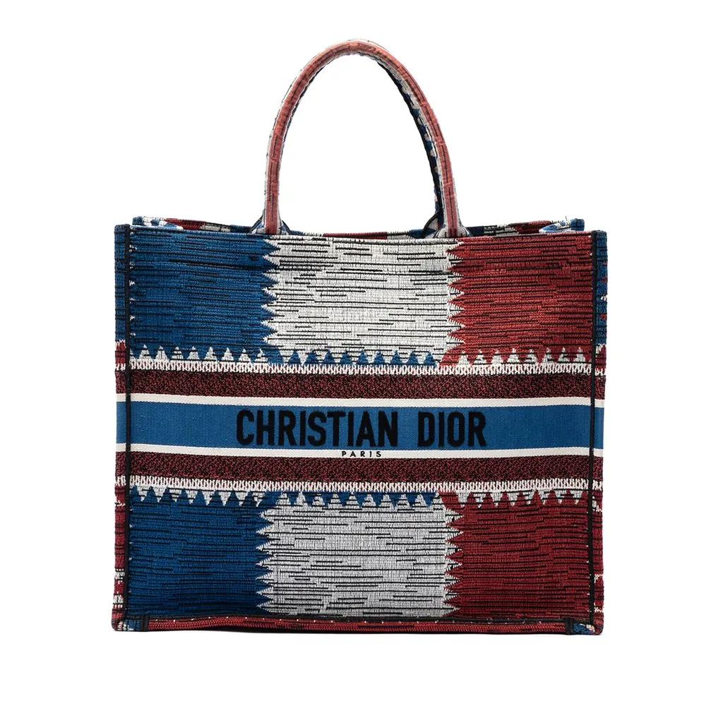 Dior Large Canvas French Flag Book Tote Blue Very good - Front View