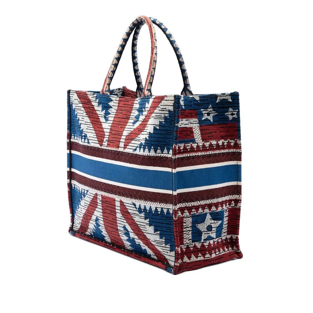 Dior Large Canvas French Flag Book Tote Blue Very good - Back View