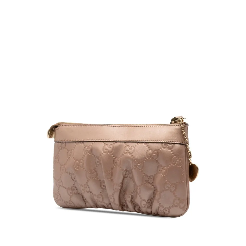 Gucci Guccissima Wristlet Clutch Gold Leather Very good - Back View