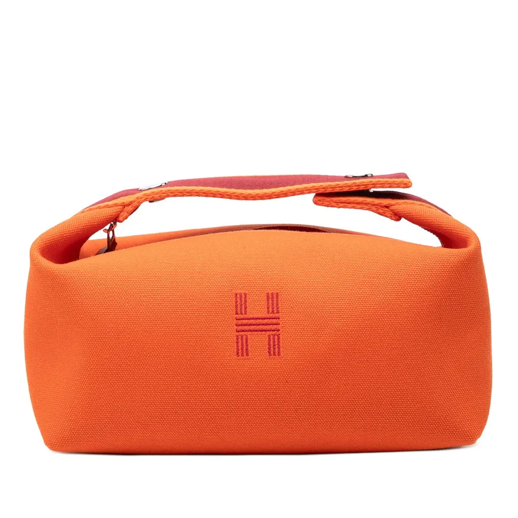 Hermès Small Toile Bride A Brac Case Orange Canvas Very good - Front View