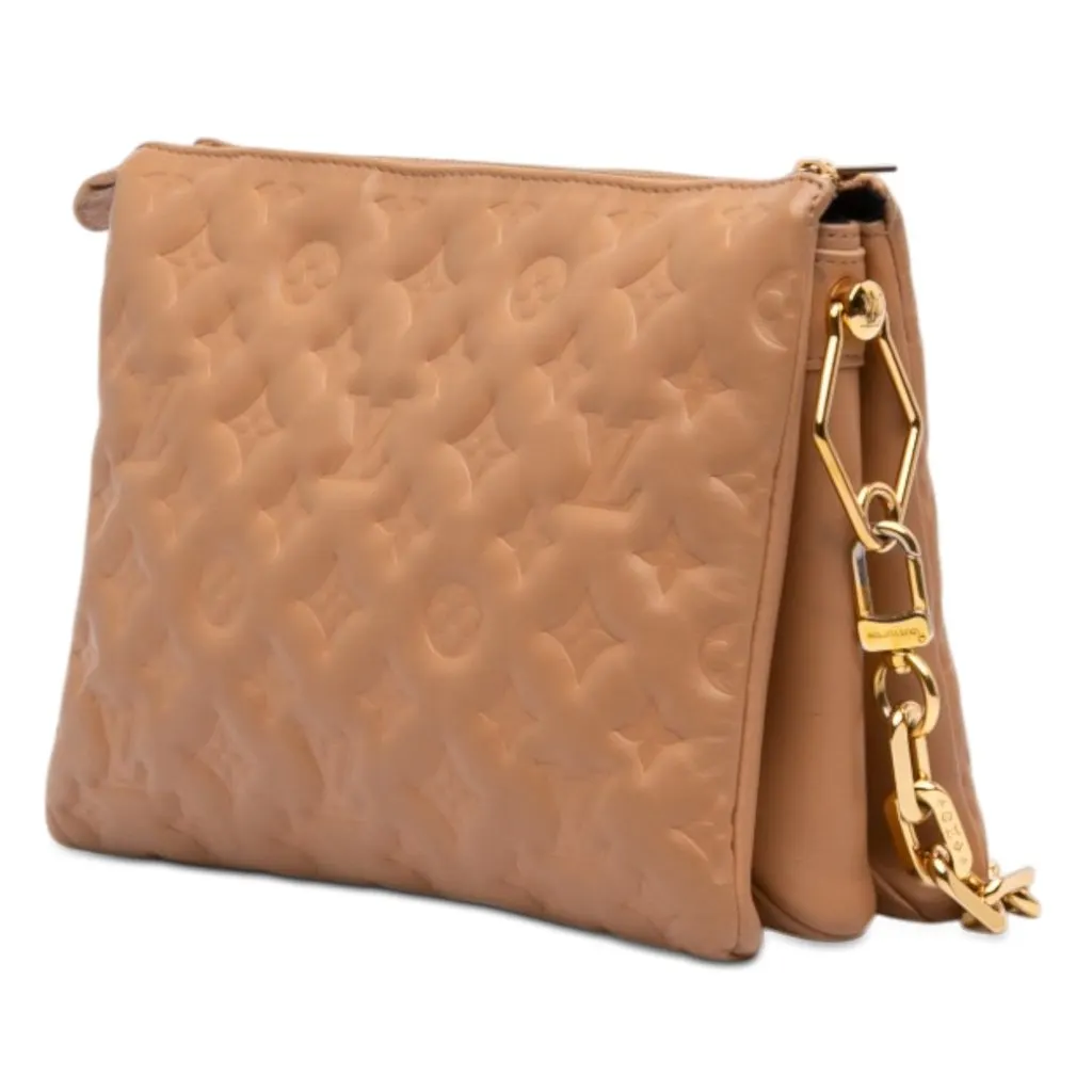 Louis Vuitton Monogram Embossed Puffy Lambskin Coussin PM Brown Leather Very good - Back View