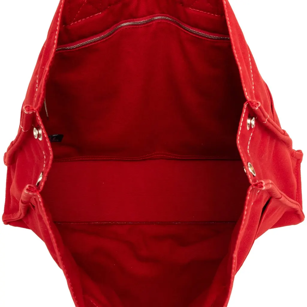 Hermès Canvas Sac Deauville MM Red Very good - Model View