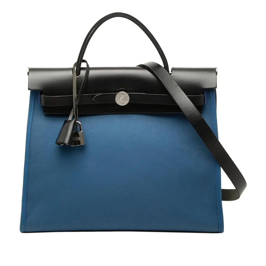 Hermès Toile Herbag Zip 31 Blue Very good - Front View