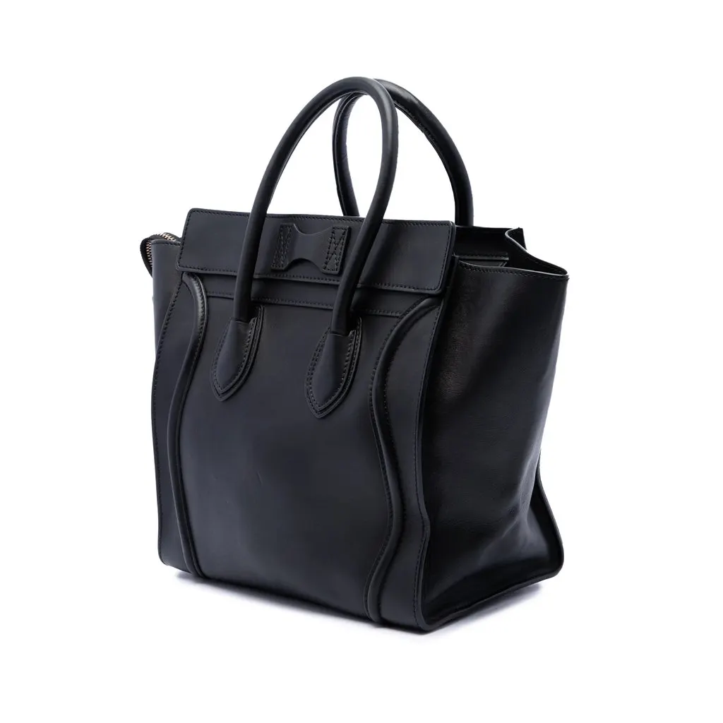 Celine Mini Leather Luggage Tote Black Leather Very good - Back View
