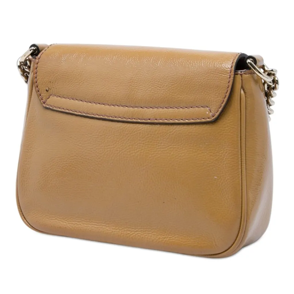 Gucci Small Patent Soho Chain Flap Crossbody Brown Leather Good - Back View