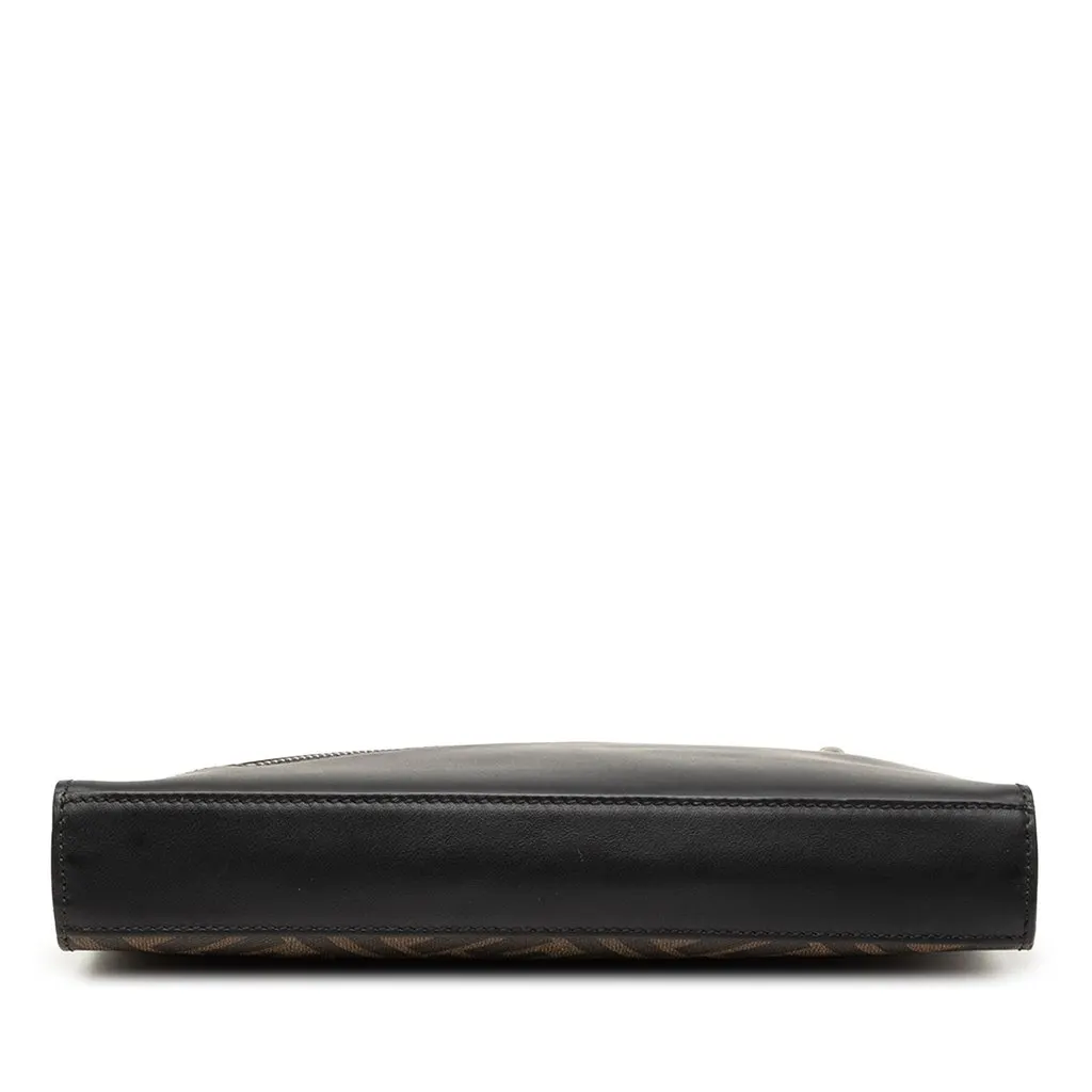 Fendi Zucca Coated Canvas Diagonal Front Zip Clutch Brown Very good - Inside View