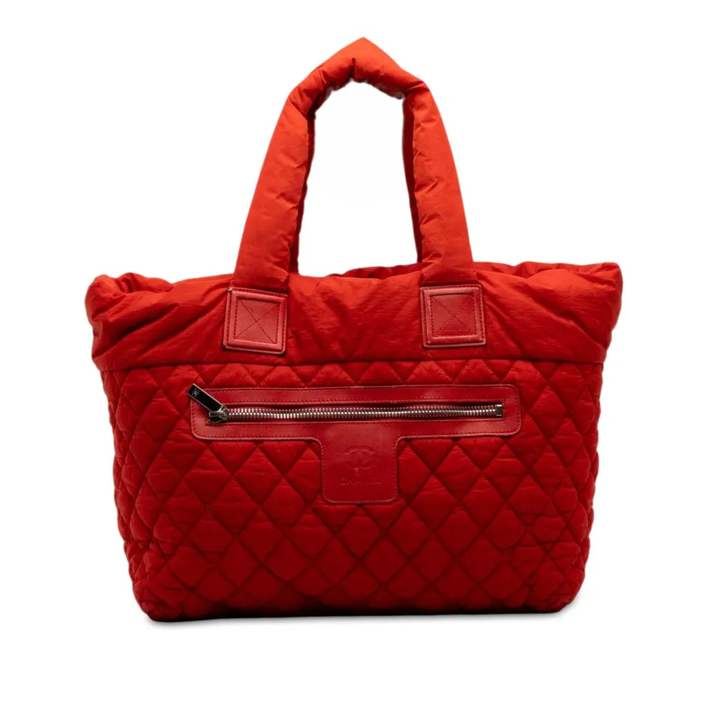 Chanel Medium Quilted Nylon Coco Cocoon Tote Red Polyamide Very good - Front View