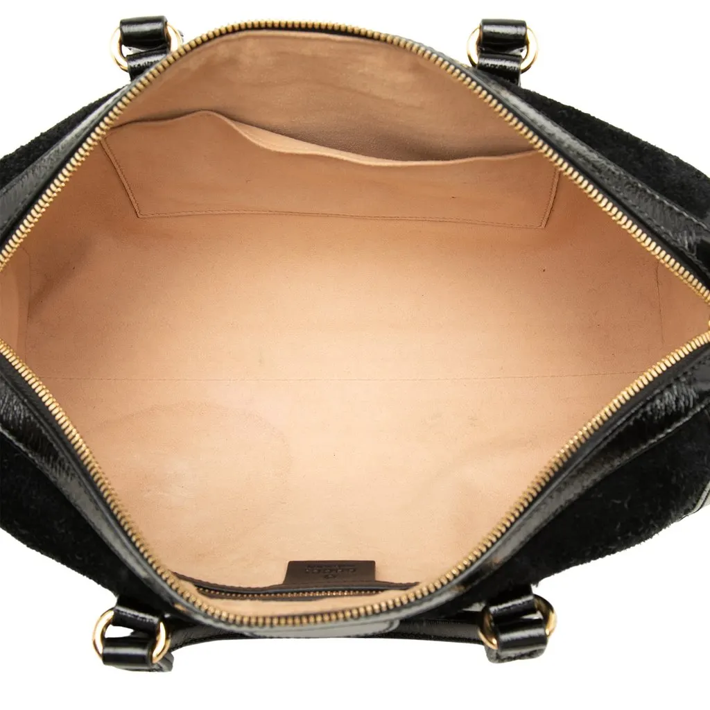 Gucci Medium Suede Web Ophidia Top Handle Bag Black Leather Very good - Model View