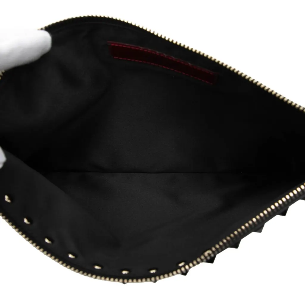 Valentino Leather Rockstud Clutch Black Leather Very good - Model View
