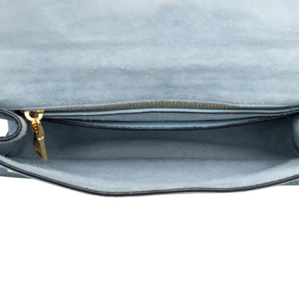 Miu Miu Goatskin Madras Soft Calf Crystal Embellished Crossbody Blue Leather Very good - Model View