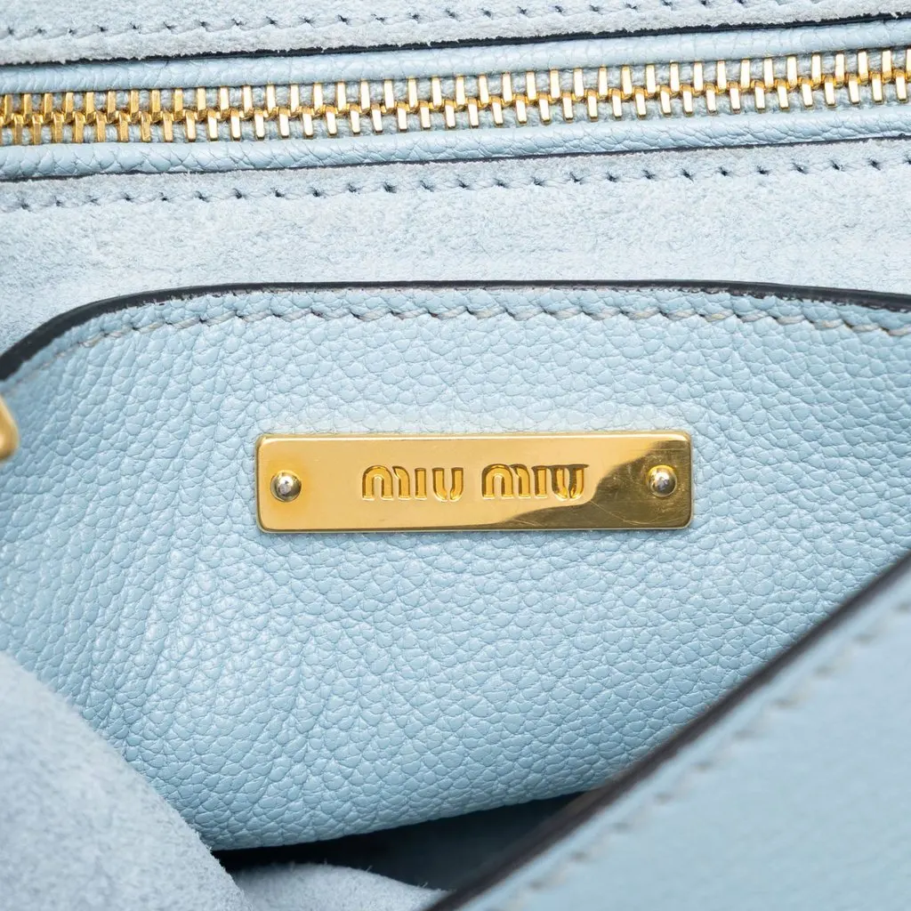 Miu Miu Goatskin Madras Soft Calf Crystal Embellished Crossbody Blue Leather Very good - Box View