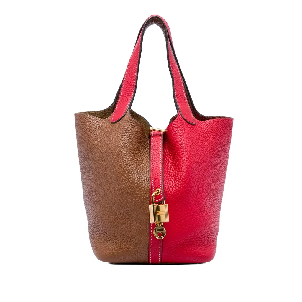 Hermès Clemence Picotin Lock 18 Casaque Red Leather Very good - Front View