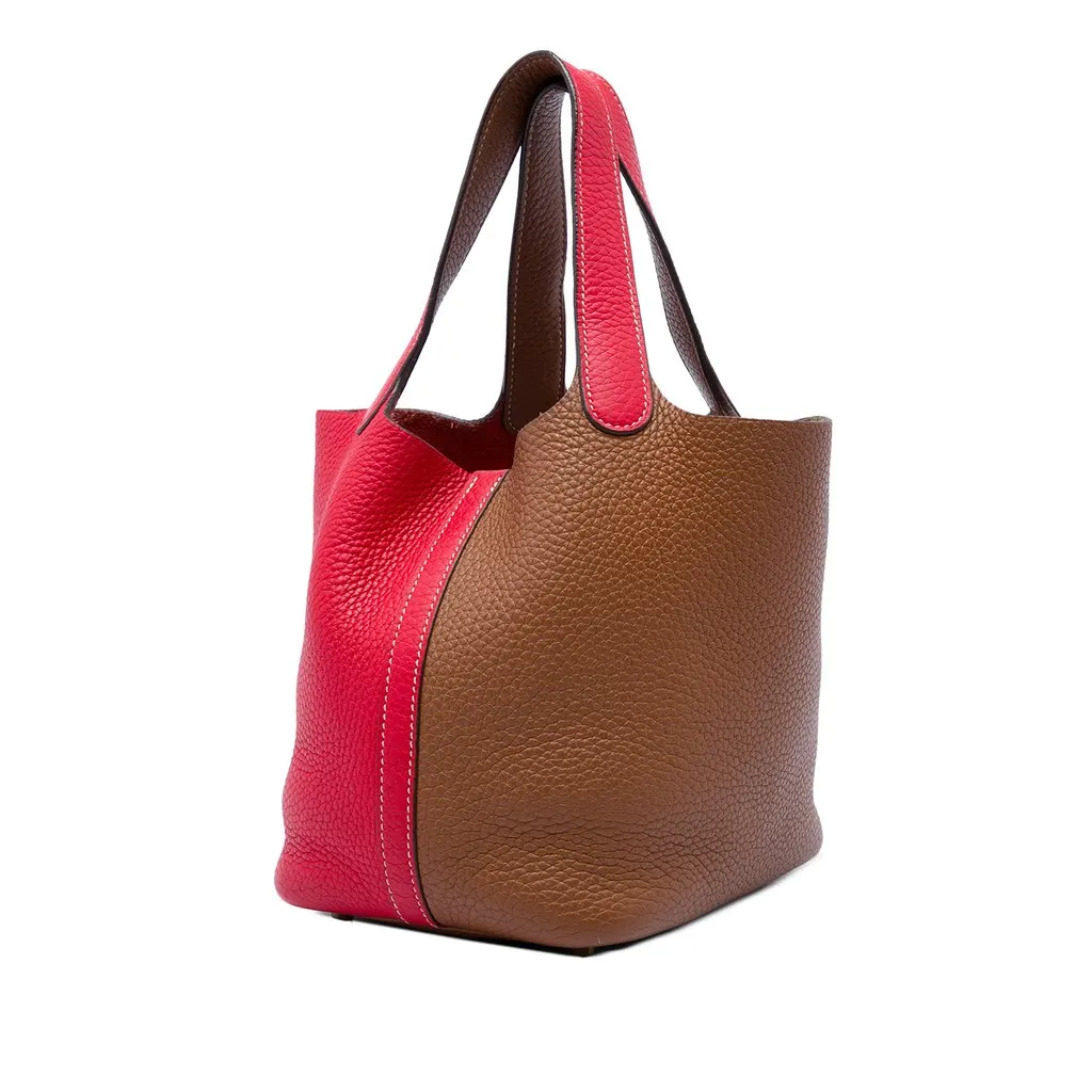 Hermès Clemence Picotin Lock 18 Casaque Red Leather Very good - Back View