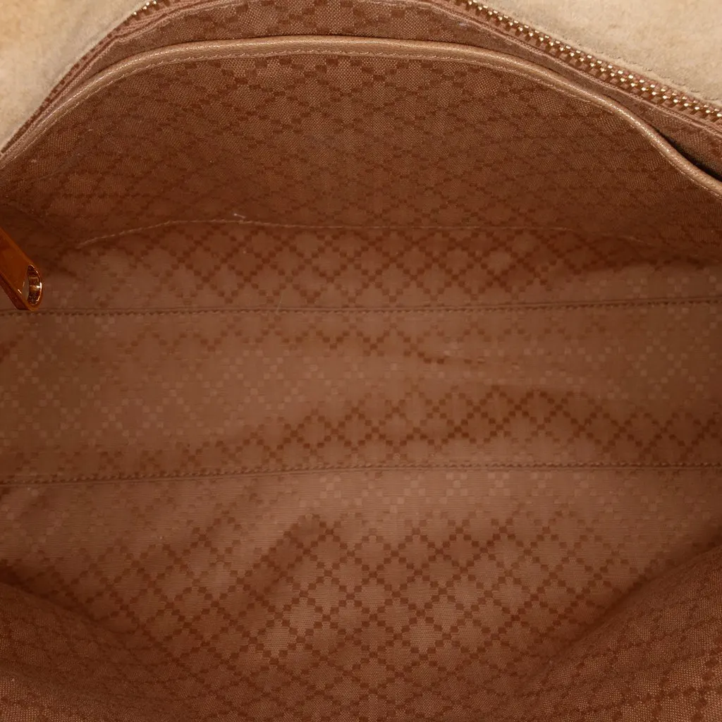 Gucci Medium Suede Web Horsebit Paparazzo Top Handle Bag Beige Leather Very good - Model View