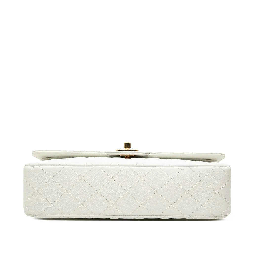Chanel Medium Classic Caviar Double Flap White Leather Very good - Inside View