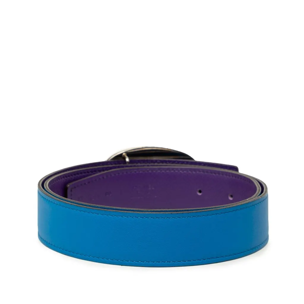 Hermès Swift and Epsom Chain de Ancre Reversible Belt Blue Leather Very good - Inside View