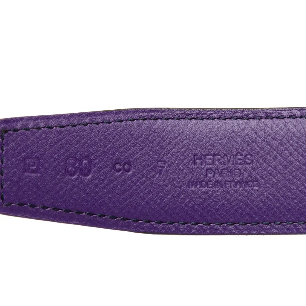 Hermès Swift and Epsom Chain de Ancre Reversible Belt Blue Leather Very good - Model View