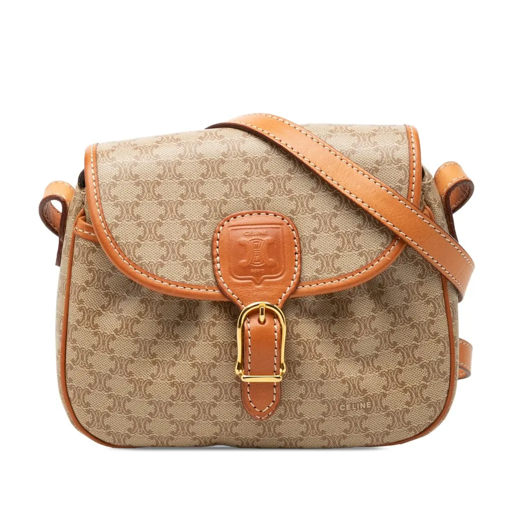 Celine Macadam Coated Canvas Crossbody Beige Canvas Good - Front View
