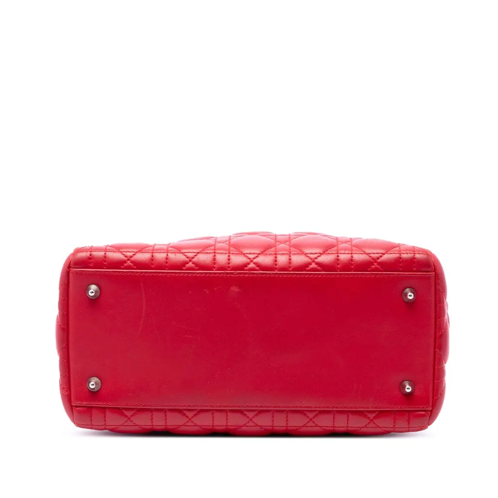 Dior Medium Lambskin Cannage Lady Dior Red Leather Very good - Inside View