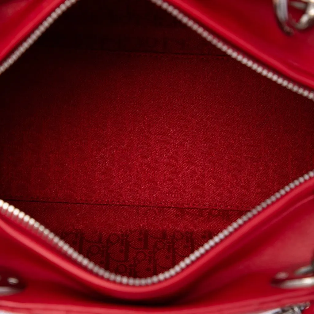 Dior Medium Lambskin Cannage Lady Dior Red Leather Very good - Model View