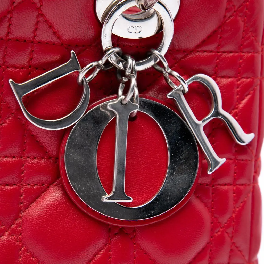 Dior Medium Lambskin Cannage Lady Dior Red Leather Very good - Box View
