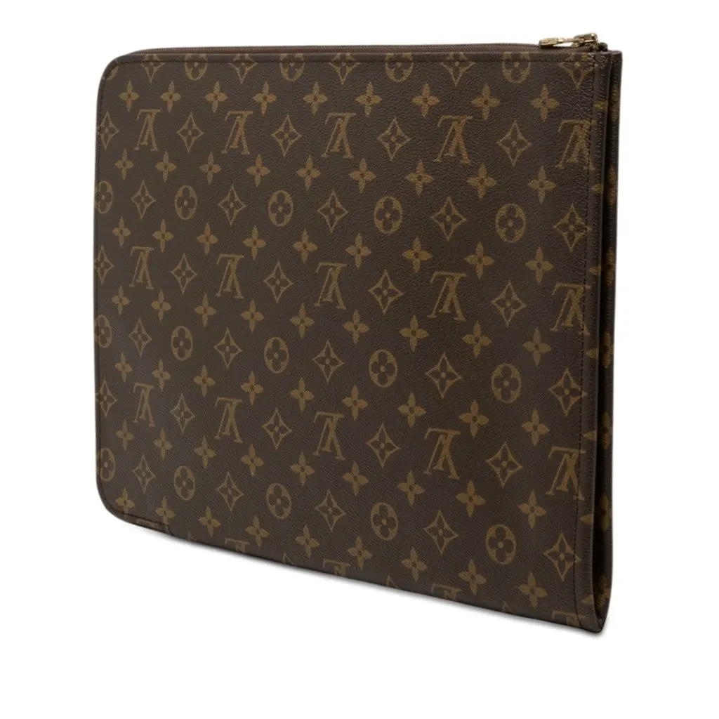 Louis Vuitton Monogram Poche Documents Portfolio Brown Very good - Back View