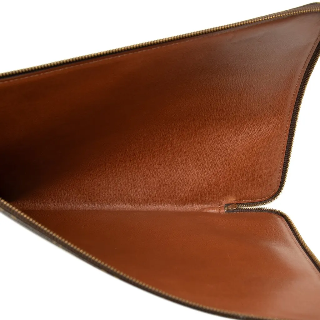 Louis Vuitton Monogram Poche Documents Portfolio Brown Very good - Model View