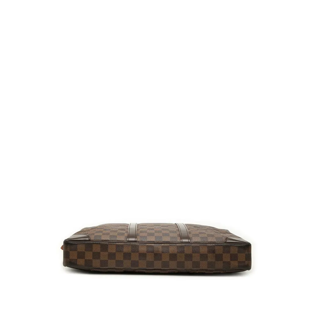 Louis Vuitton Damier Ebene Porte Documents Voyage PM Brown Canvas Good - Inside View