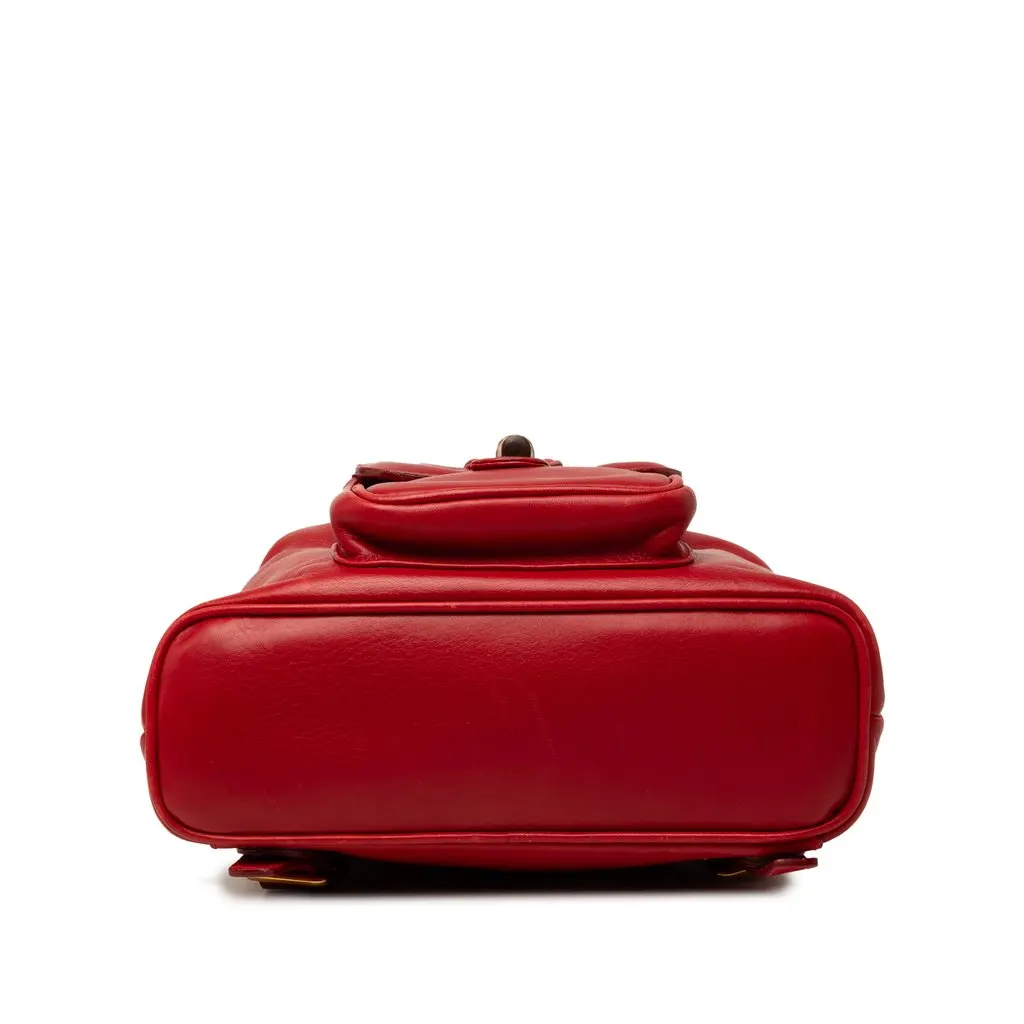 Gucci Calfskin Bamboo Drawstring Backpack Red Leather Very good - Inside View