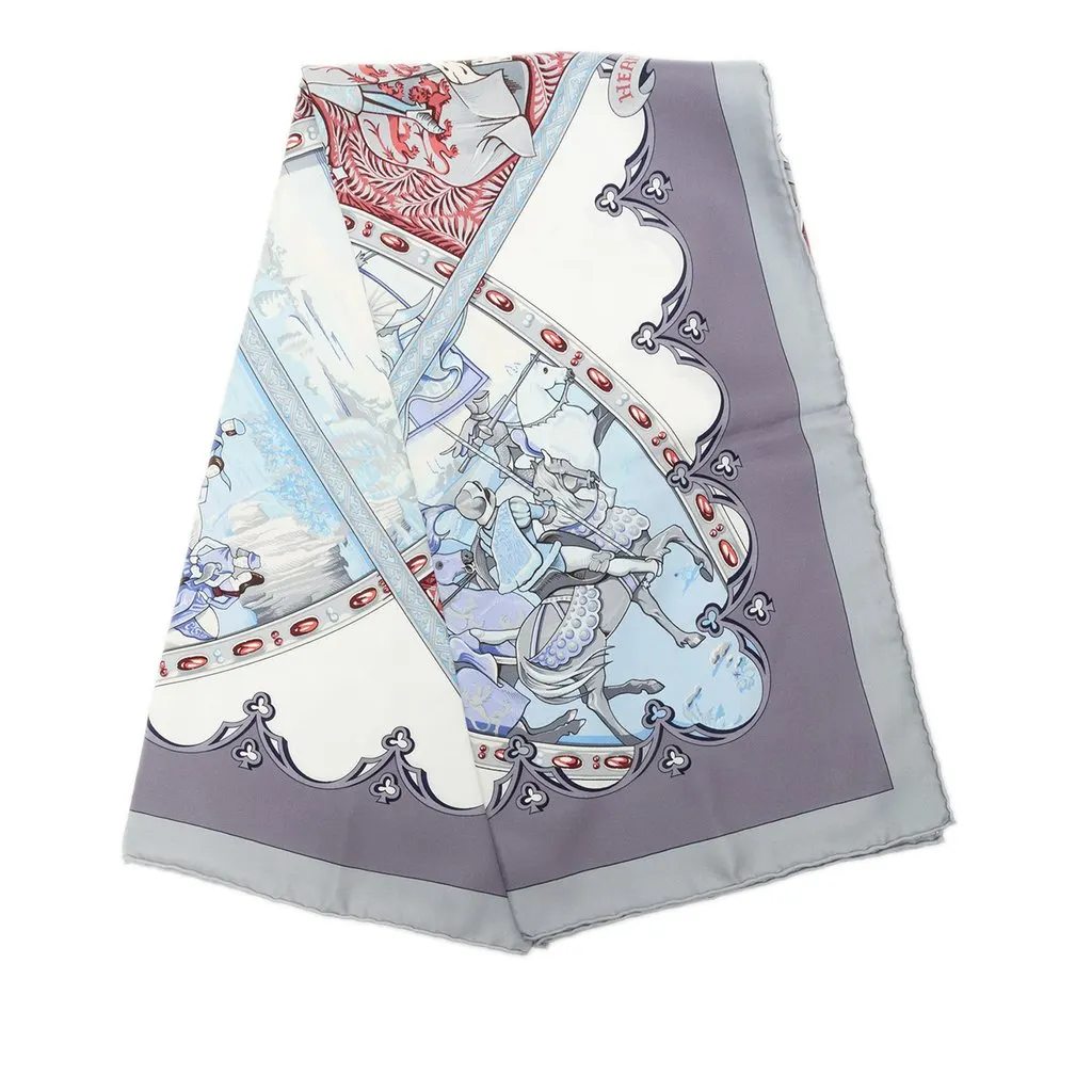 Hermès La Vie a Cheval Silk Scarf 90 Blue Silk Good - Front View