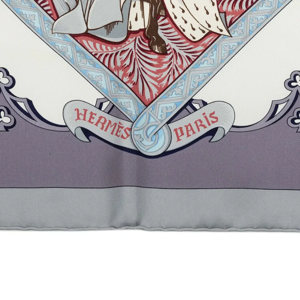 Hermès La Vie a Cheval Silk Scarf 90 Blue Silk Good - Model View