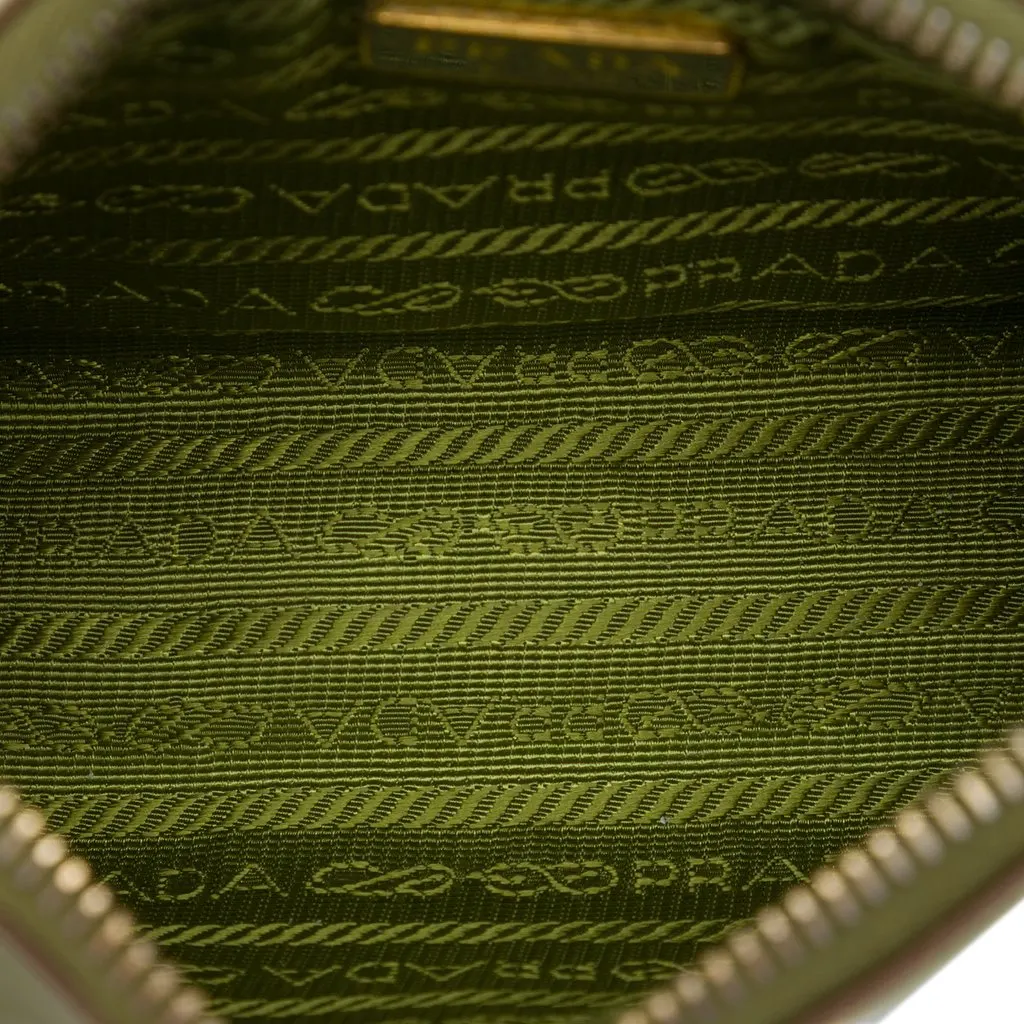 Prada Bicolor Saffiano Shoulder Bag Green Leather Very good - Model View