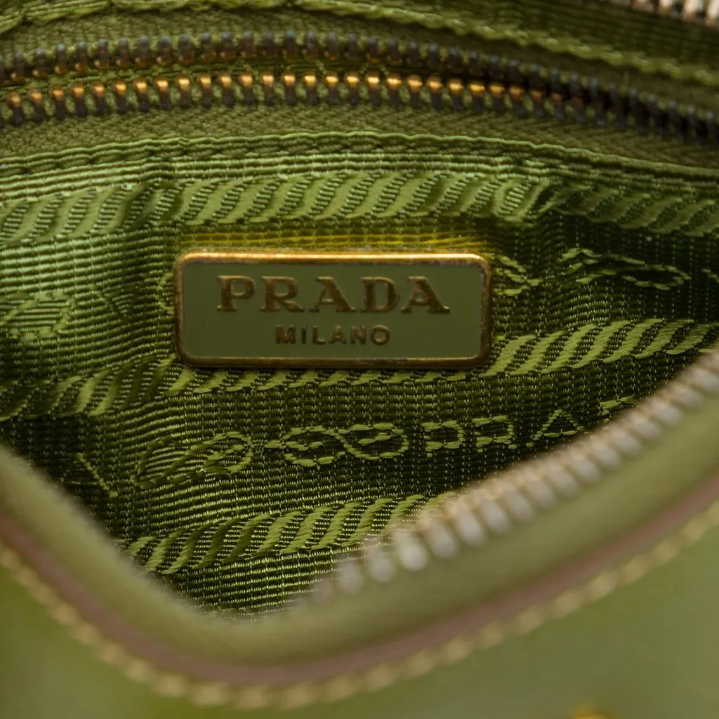 Prada Bicolor Saffiano Shoulder Bag Green Leather Very good - Box View