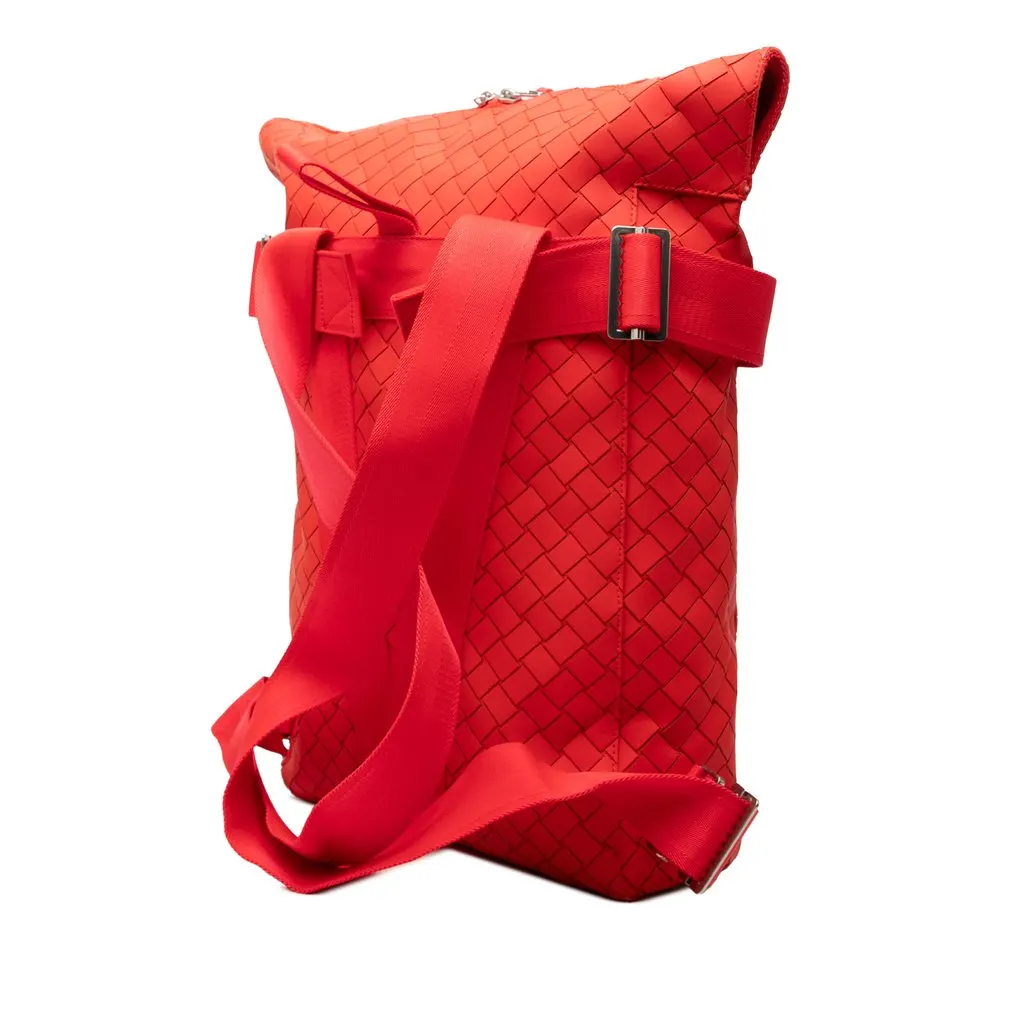 Bottega Veneta Rubber Intrecciato Buffer Backpack Red Polyester Very good - Back View