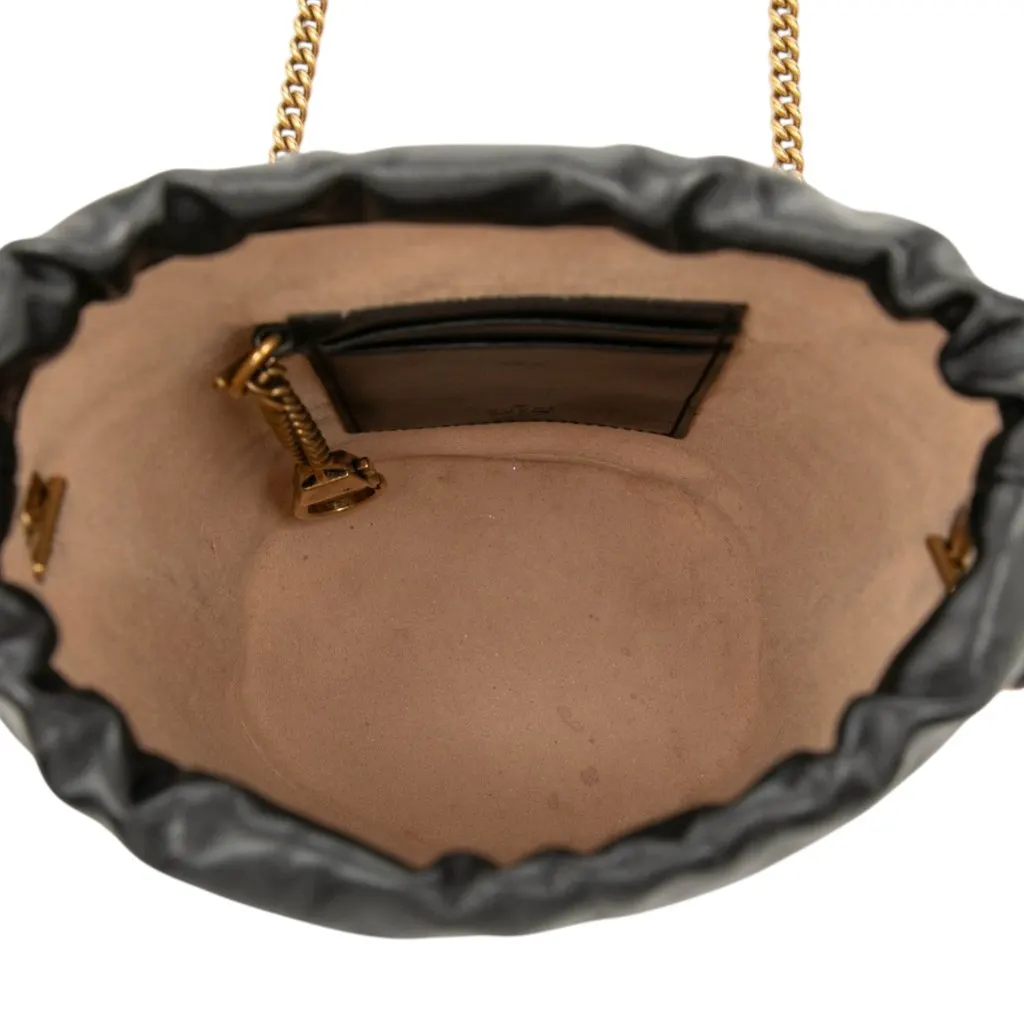 Gucci Small GG Marmont Leather Matelasse Bucket Bag Black Leather Very good - Model View