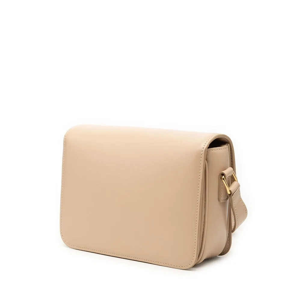 Celine Teen Shiny Calfskin Triomphe Crossbody Beige Leather Very good - Back View