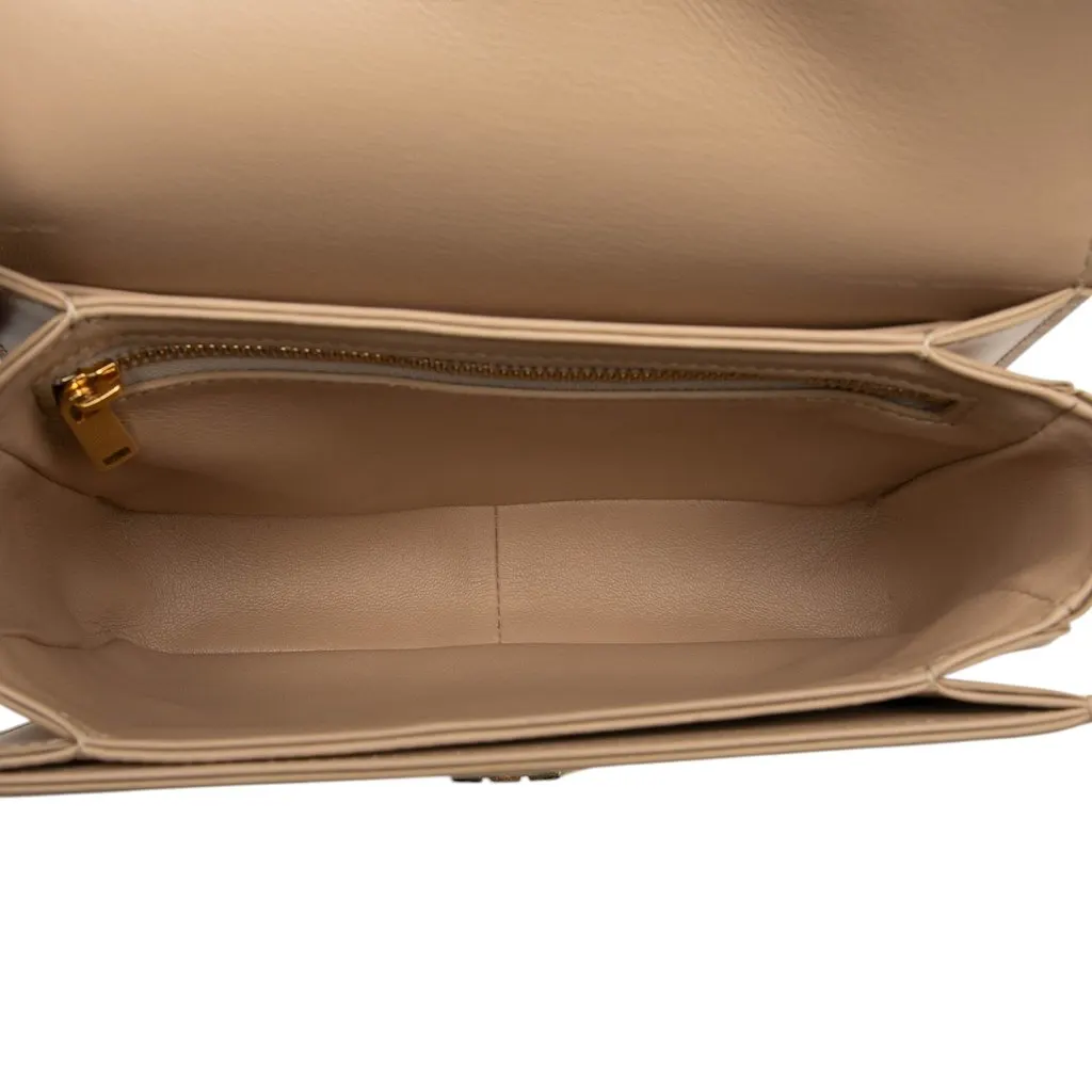 Celine Teen Shiny Calfskin Triomphe Crossbody Beige Leather Very good - Model View