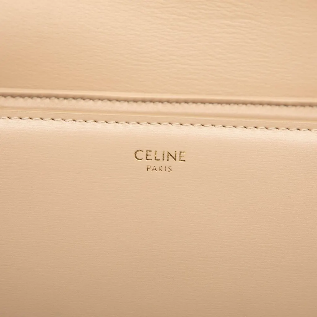 Celine Teen Shiny Calfskin Triomphe Crossbody Beige Leather Very good - Box View