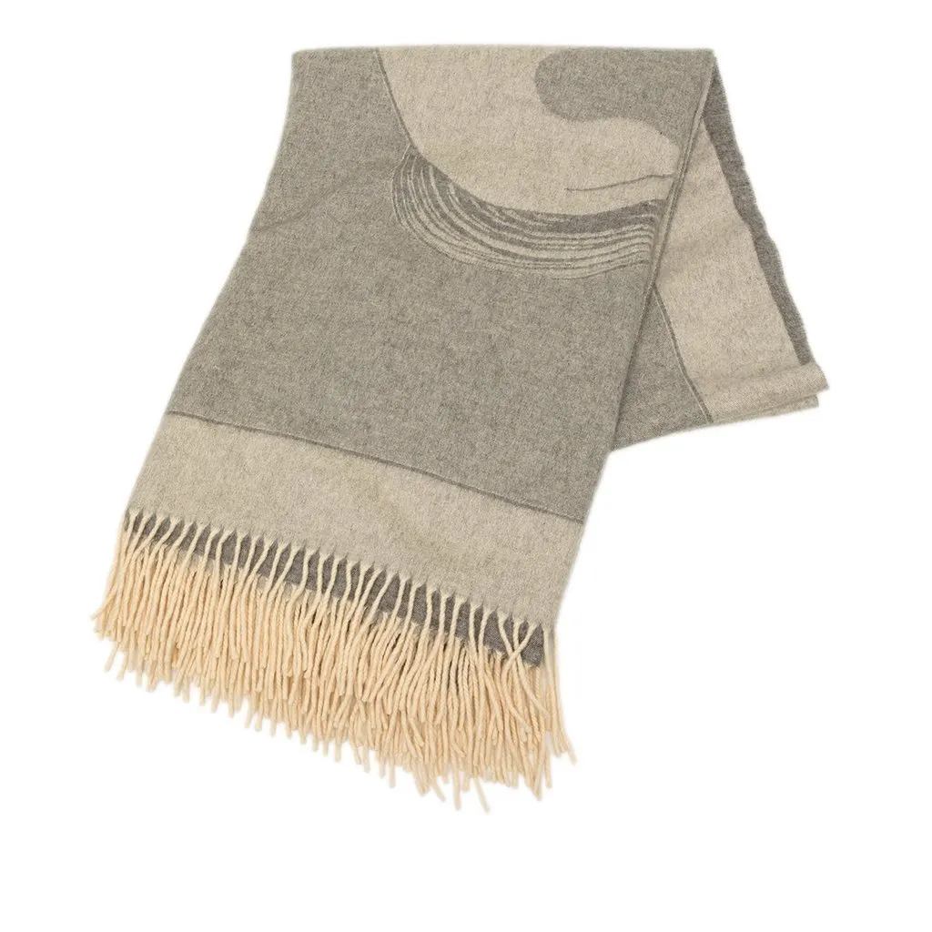 Hermès Cashmere Cheval Blanket Silver Very good - Front View