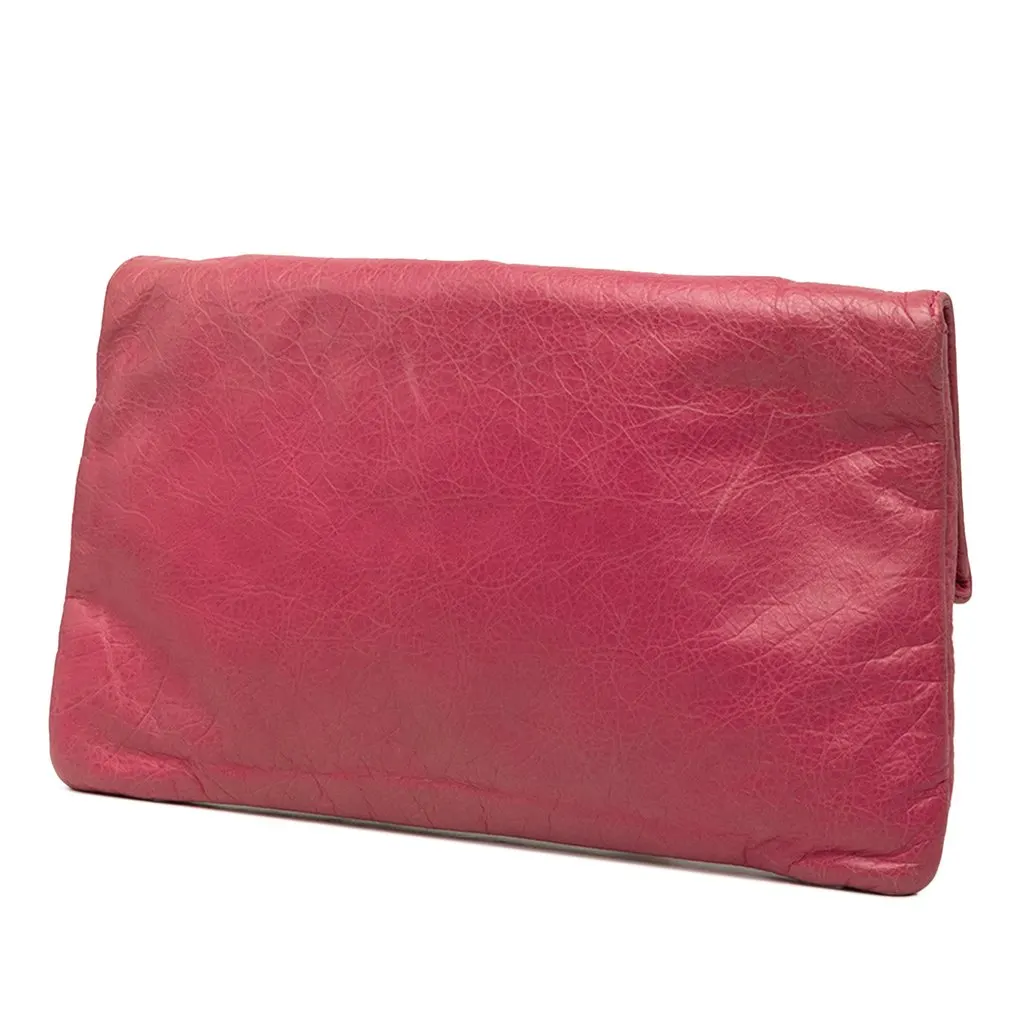Balenciaga Lambskin Motocross Giant 21 Envelope Clutch Pink Leather Very good - Back View